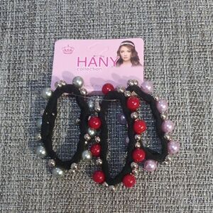 Collection Beaded Hair Ties - Red, Pink, Green